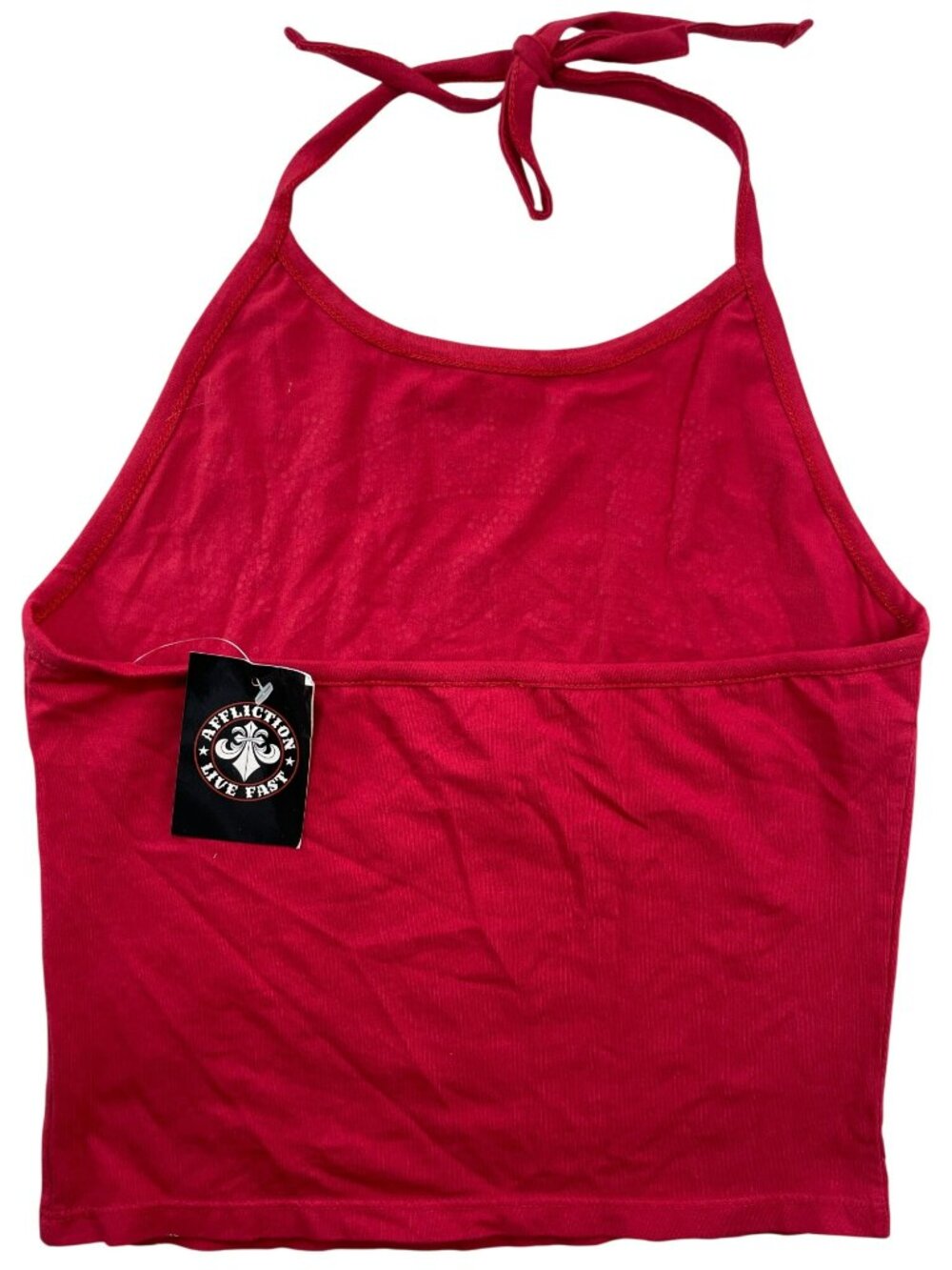 Affliction Saint Germain Red Halter Top Wth Rhinestones Wmn's Size S MSRP$48 NWT - Picture 2 of 7